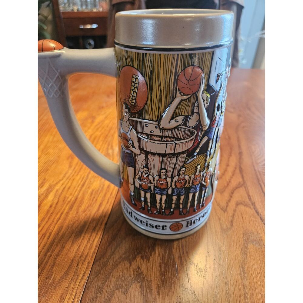 Budweiser Heroes of the Hardwood Beer Stein 1991 Ceramarte Basketball